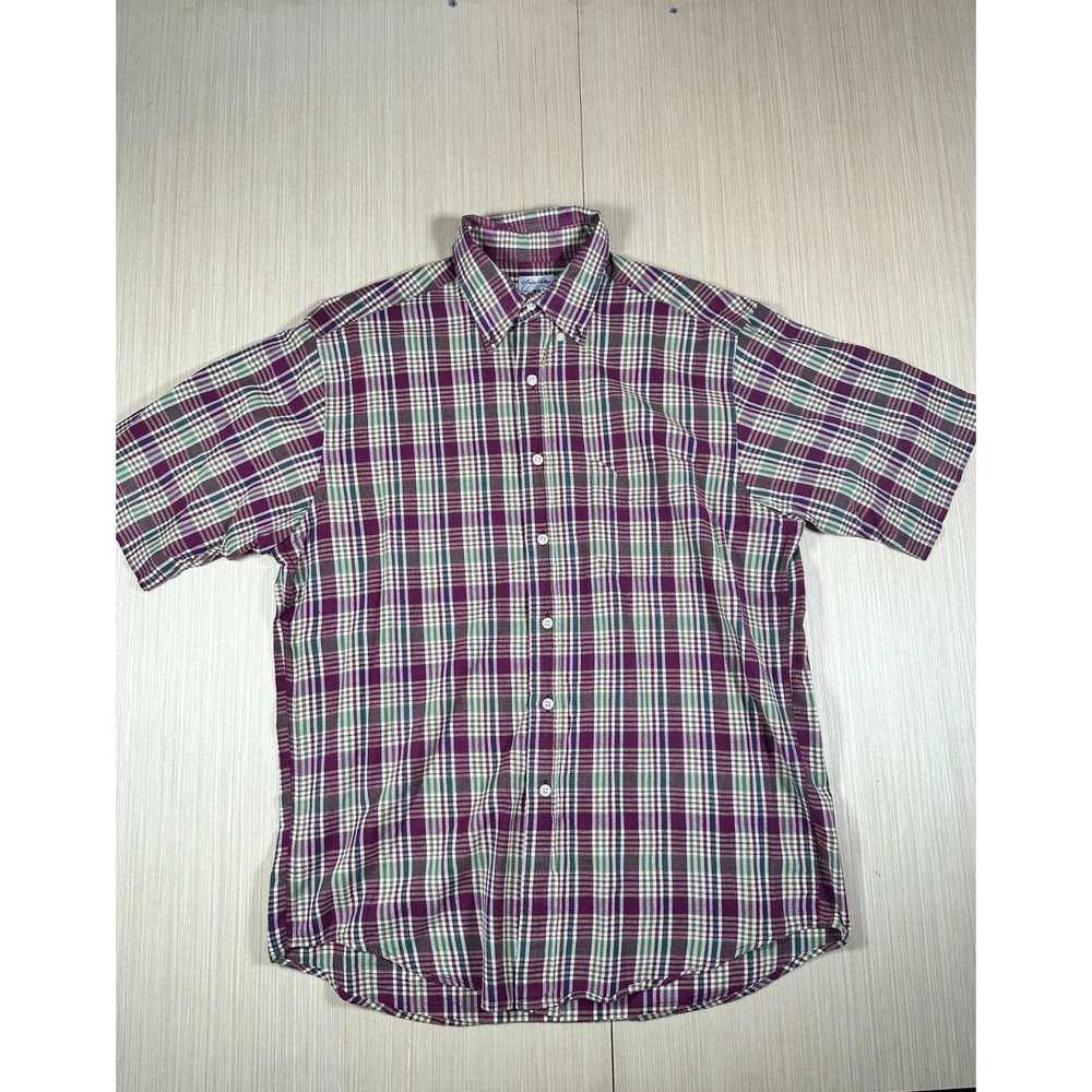 VTG Brooks Brother Sport Shirt Mens Medium Multicolor Plaid Cotton Button Down